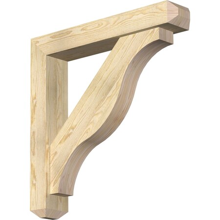 Ekena Millwork Funston Craftsman Rough Sawn Bracket w/ Offset Brace, Douglas Fir, 6"W x 34"D x 34"H BKT0604X34X34FST04RDF